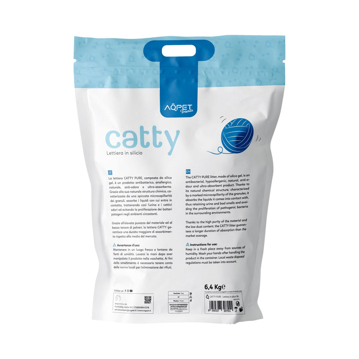 AQPET FRIENDS Catty Arena de sílice para gatos, súper absorbente, antiolores e higiénica