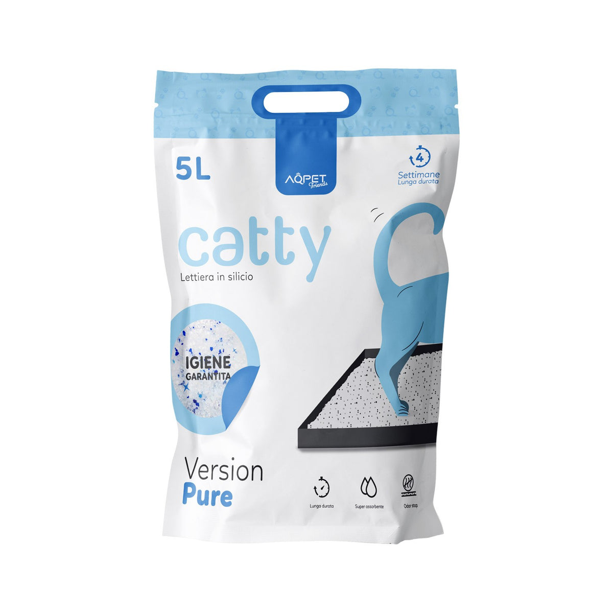 AQPET FRIENDS Catty Arena de sílice para gatos, súper absorbente, antiolores e higiénica