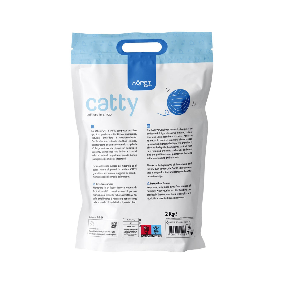 AQPET FRIENDS Catty Arena de sílice para gatos, súper absorbente, antiolores e higiénica