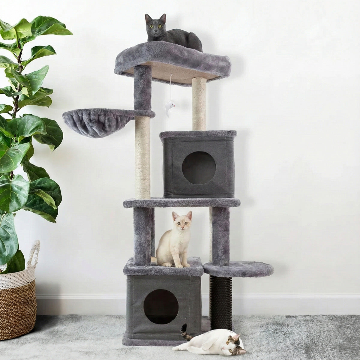 AQPET FRIENDS Rascador para gatos London 48X44X125 Cm H, juego, descanso, diversión y entretenimiento