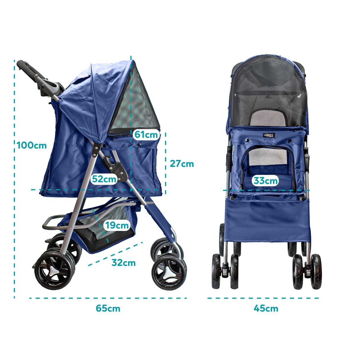 AQPET FRIENDS Cochecito cómodo y práctico para perros de tamaño mediano/pequeño Para perros y gatos Viaje seguro