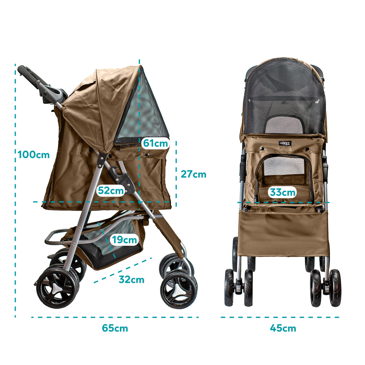 AQPET FRIENDS Cochecito cómodo y práctico para perros de tamaño mediano/pequeño Para perros y gatos Viaje seguro