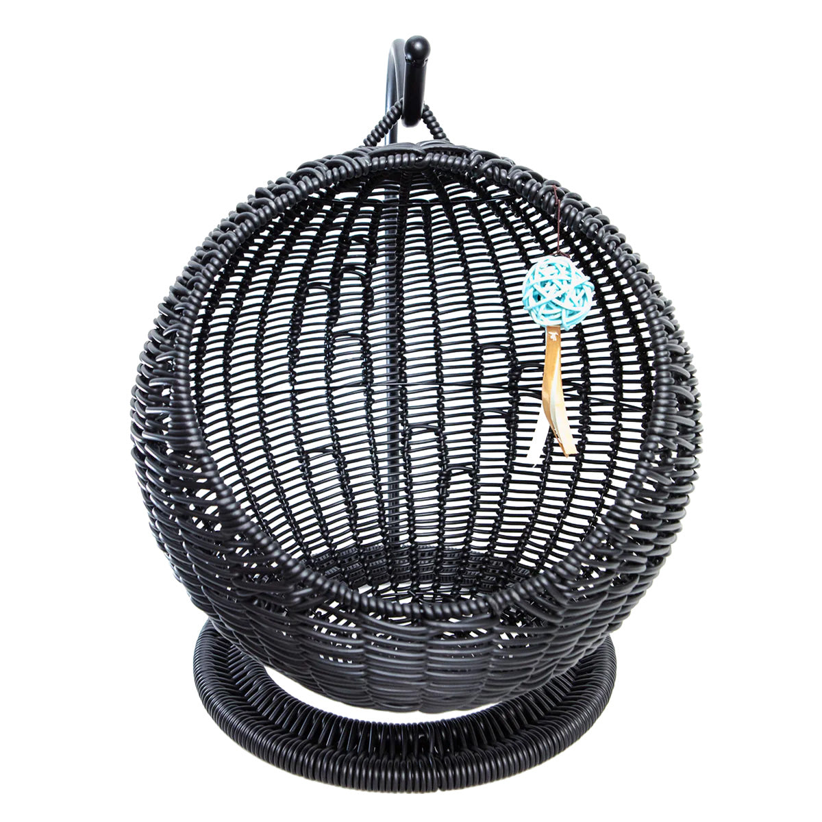 AQPET FRIENDS Morfeo Cama colgante para gatos y gatitos de mimbre trenzado a mano con cojín mullido incluido, color negro, 46x62 cm