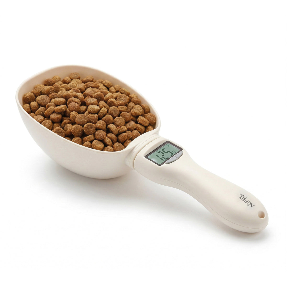 AQPET FRIENDS Báscula digital para comida de perros con pantalla LCD de fácil lectura, cuchara medidora de precisión para alimentos y croquetas, peso de hasta 800gr.