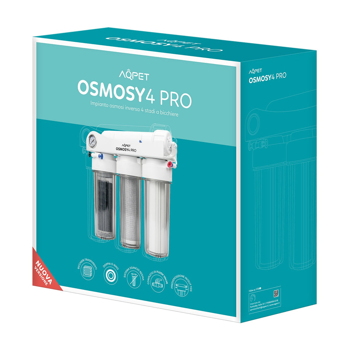 AQPET OSMOSY4 sistema de ósmosis de 4 etapas con vasos de 10" PRO