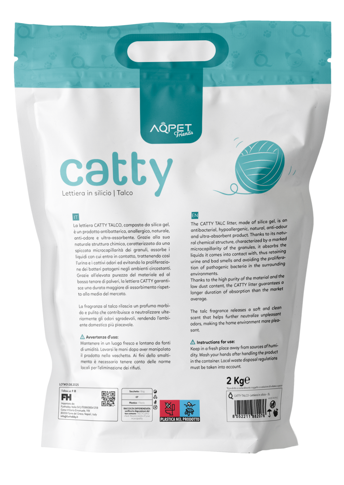AQPET FRIENDS Bandeja sanitaria de sílice Catty con aroma a talco para gatos Súper absorbente Control de olores Higiene felina