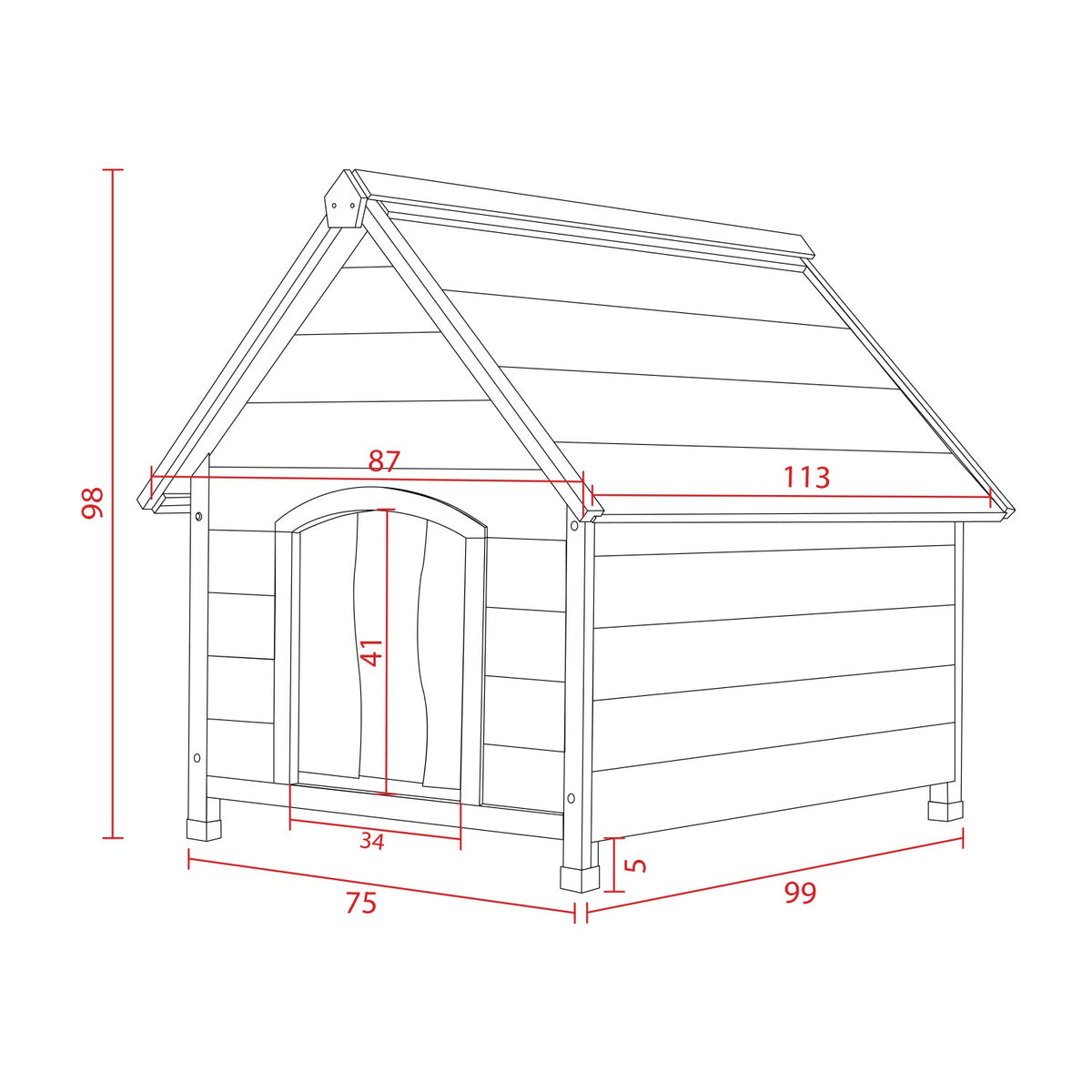 AQPET FRIENDS Suite Caseta de madera con techo inclinado, con cortina térmica, para perros y gatos