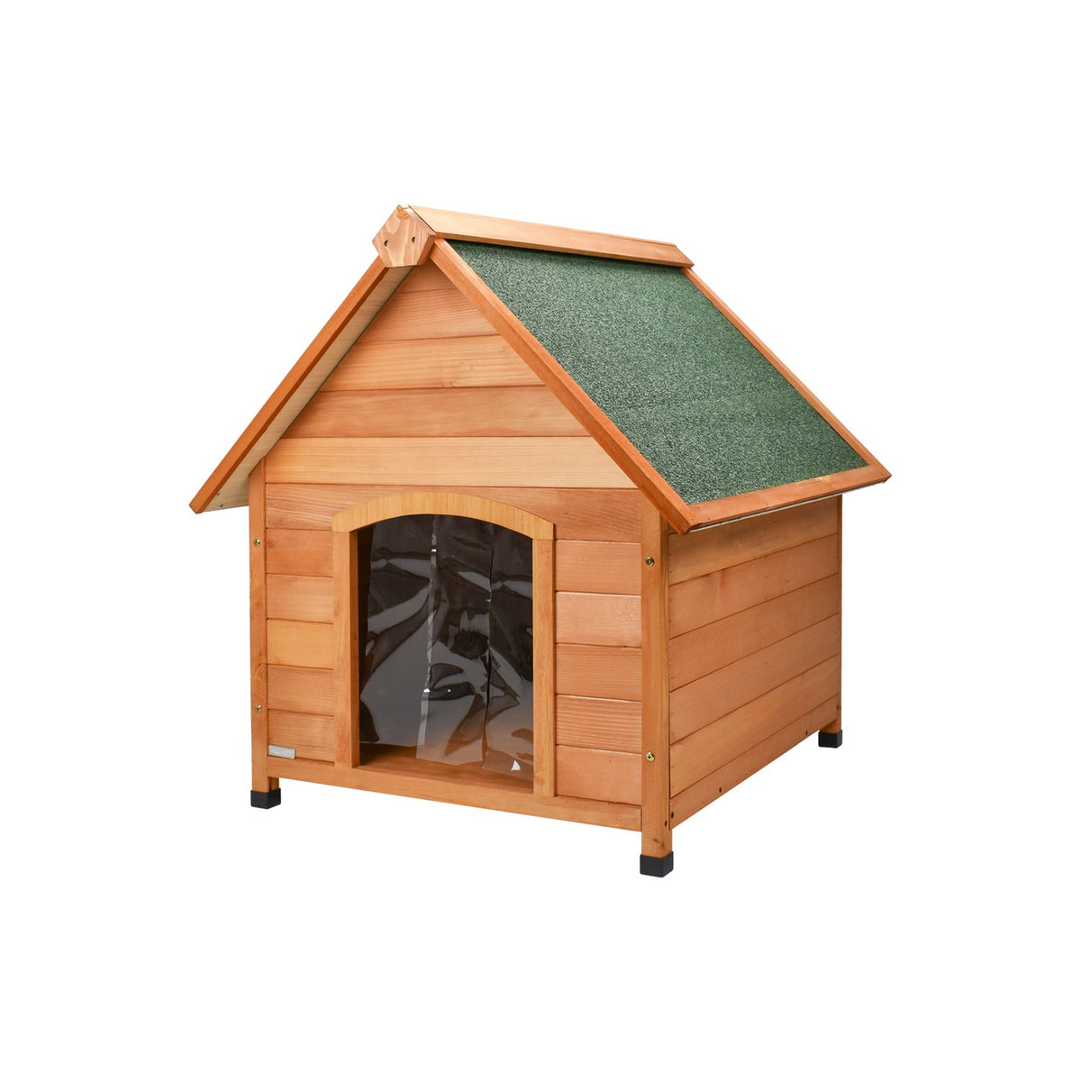 AQPET FRIENDS Suite Caseta de madera con techo inclinado, con cortina térmica, para perros y gatos