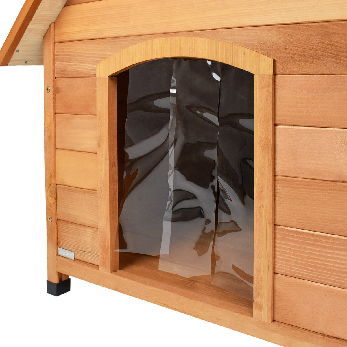 AQPET FRIENDS Suite Caseta de madera con techo inclinado, con cortina térmica, para perros y gatos