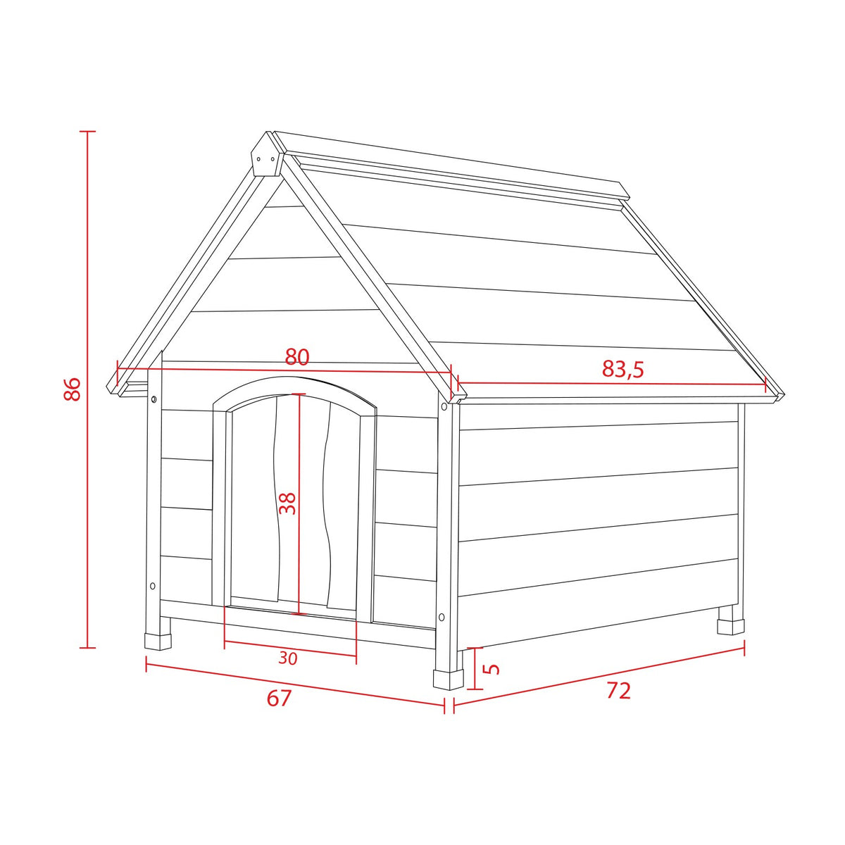 AQPET FRIENDS Suite Caseta de madera con techo inclinado, con cortina térmica, para perros y gatos