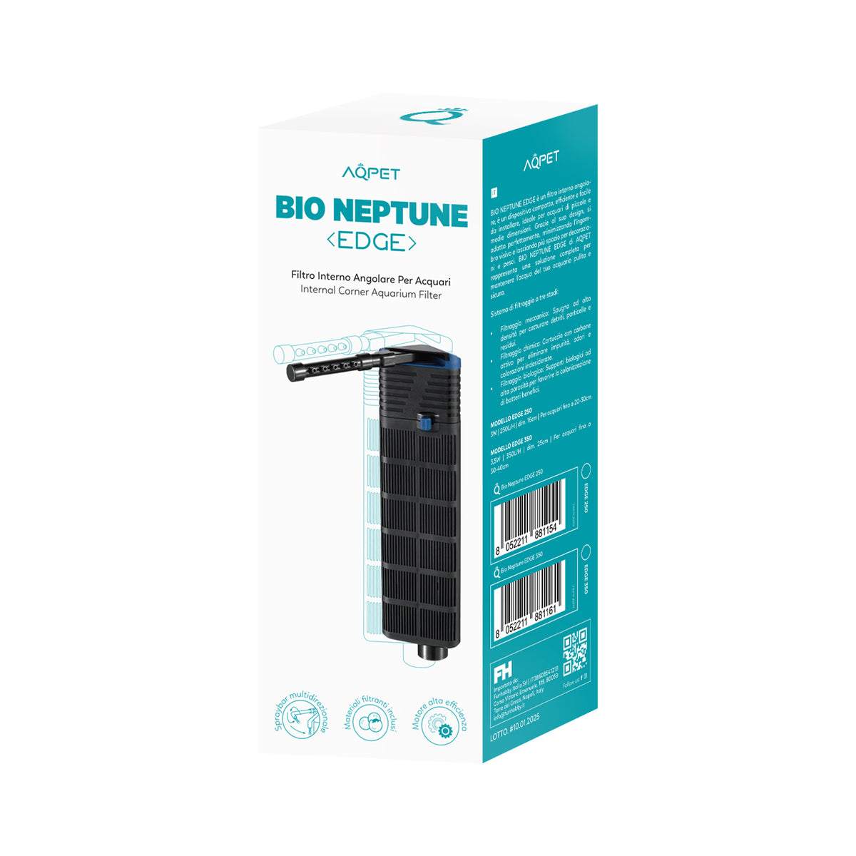 AQPET BIO NEPTUNE EDGE 250 FILTRO INTERNO ANGULAR